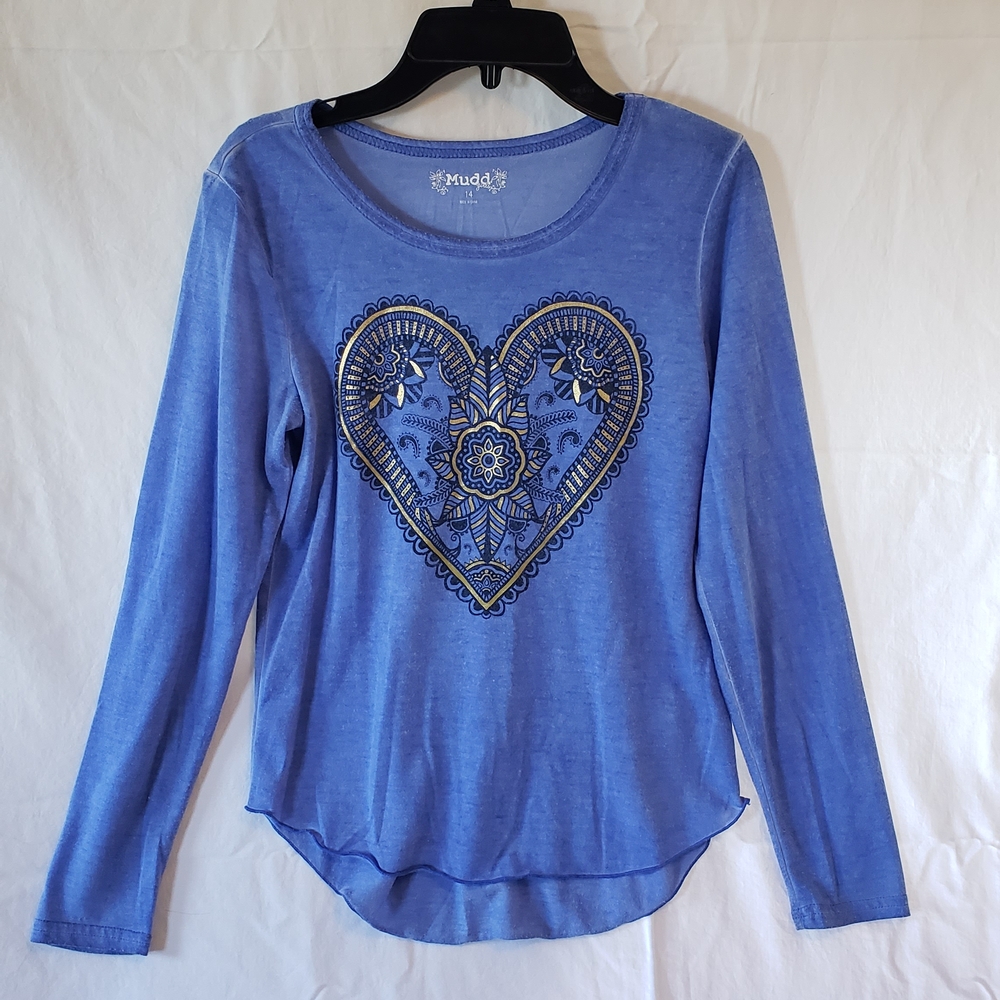 Mudd Blue Heart Design Girl's Top